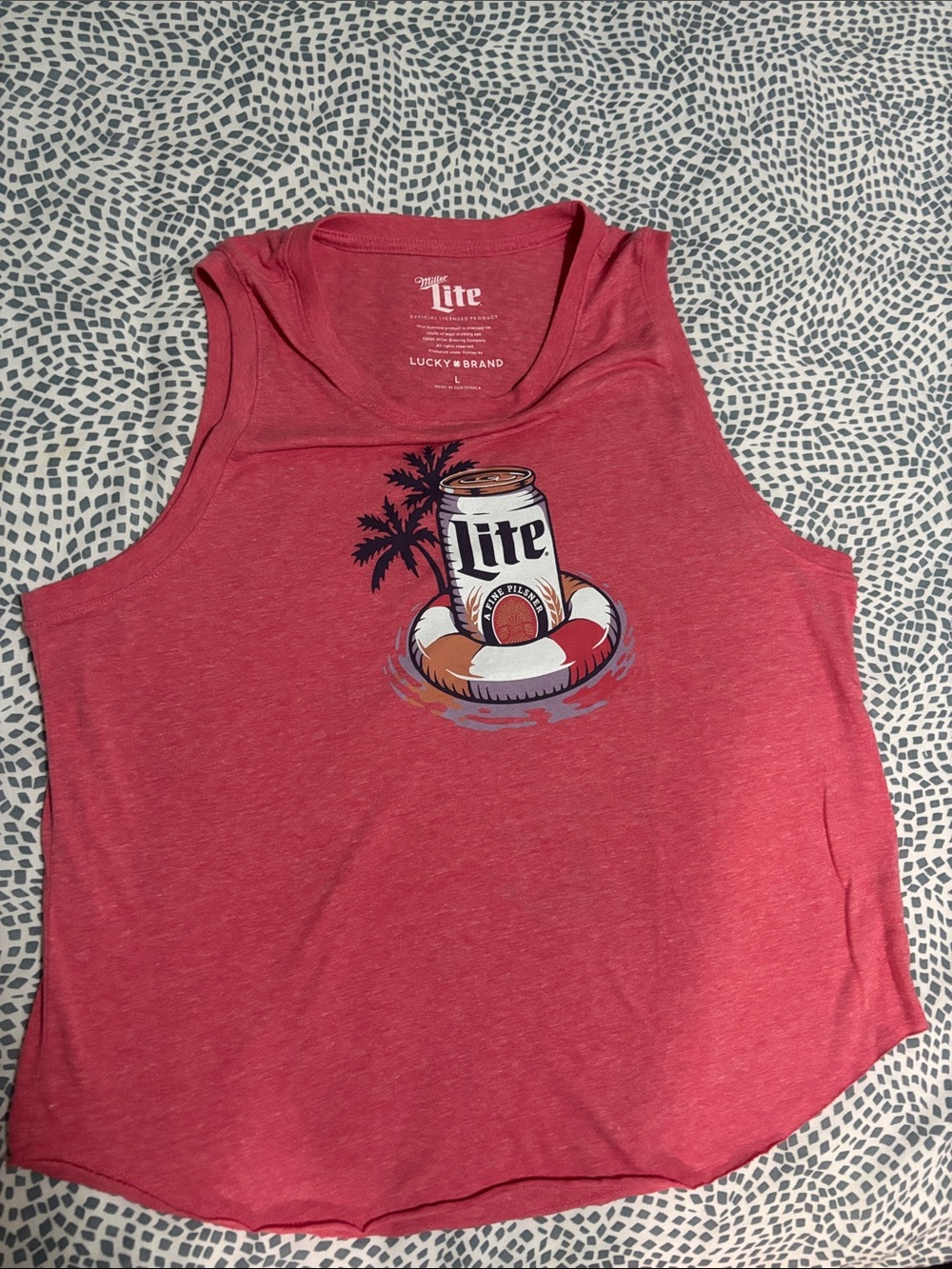 Lucky Brand Red-Pink Graphic Tank Top